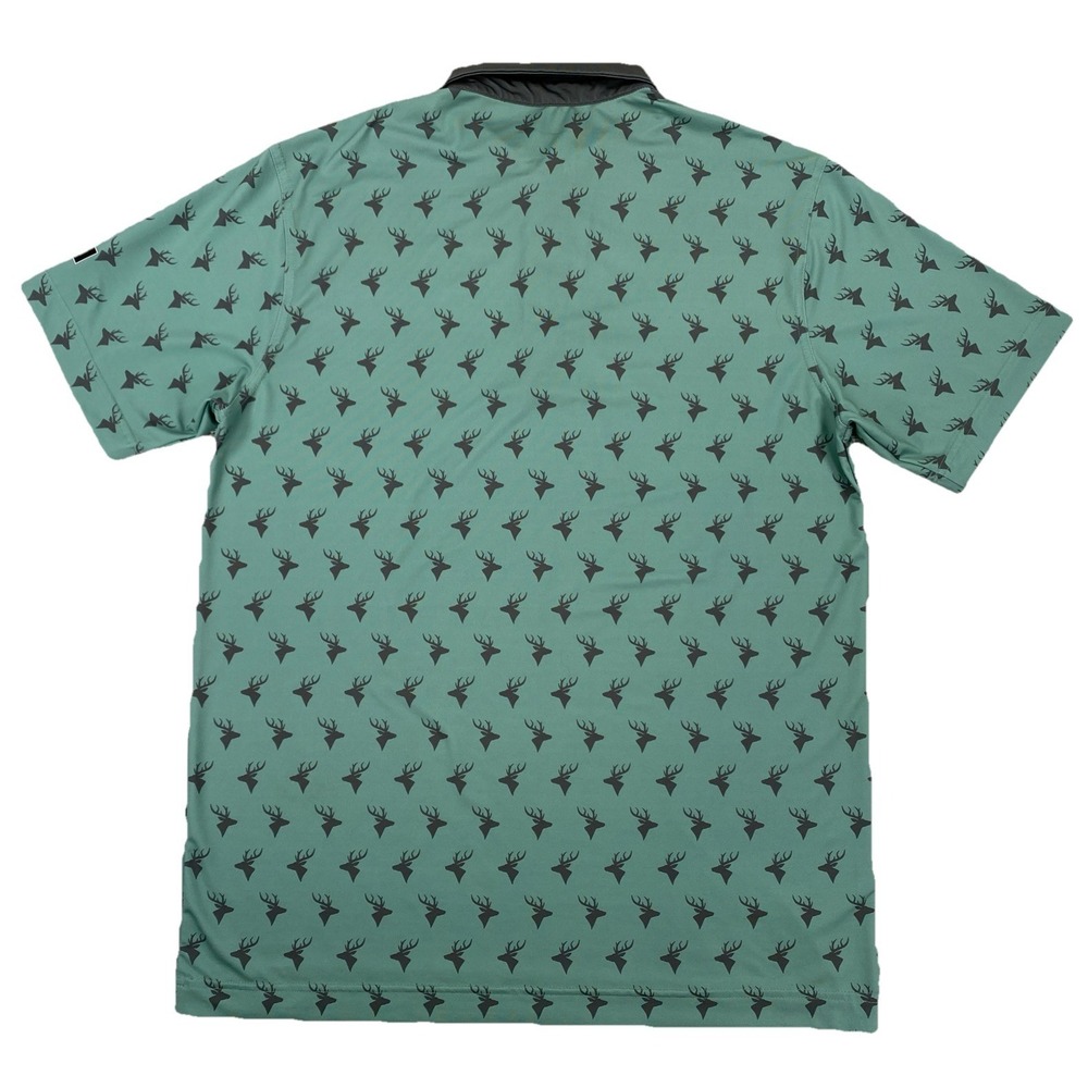 Waggle Performance Golf Polo Shirt Men's Medium Green Stag AOP - Picture 2 of 5